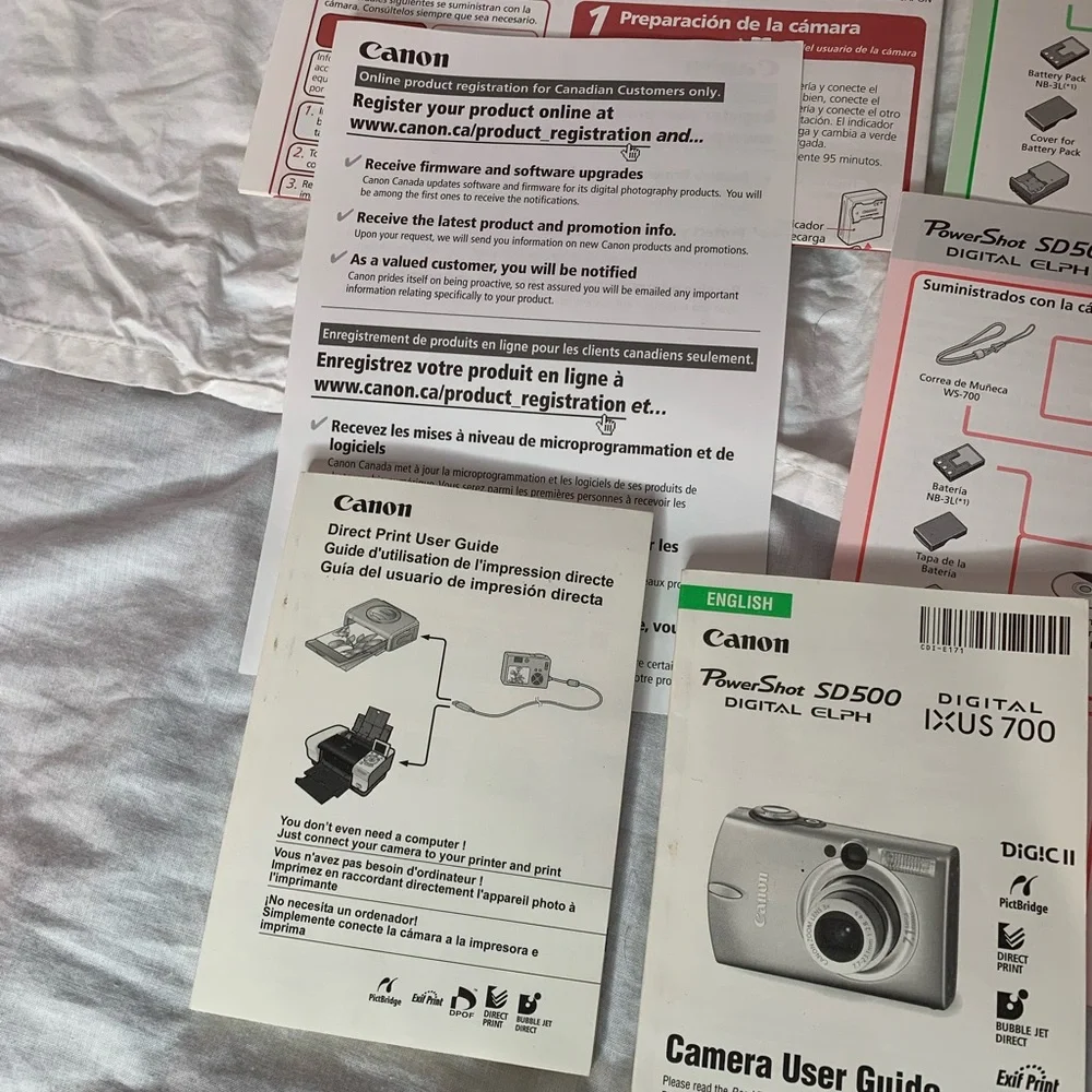 Canon manuals & guides 2005 SD500 power shot digital ELPH